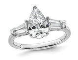 2.10 Carat (ctw VS, D-E-F) Certified Lab-Grown Pear Diamond Engagement Three Stone Ring in 14K White Gold