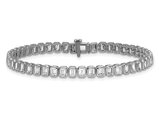 6.55 Carat (ctw SI, G) Lab Grown Emerald-Cut Diamond Tennis Bracelet in 14K White Gold