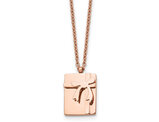 Rose Plated Stainless Steel Gift and Bow Charm Necklace Pendant with 16 Inch Chain