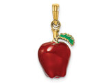 14K Yellow Gold and Enamel Delicious Apple Charm Pendant (NO CHAIN)