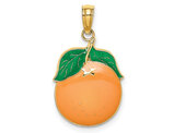 14K Yellow Gold and Enamel Orange Charm Pendant (NO CHAIN)