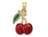 14K Yellow Gold and Enamel Cherries Charm Pendant (NO CHAIN)
