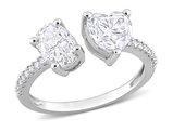 2.13 Carat (ctw) Lab-Created Oval and Heart Moissanite Ring in Sterling Silver