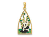 14K Yellow Gold and Enamel Panda Bear Charm Pendant (No Chain)