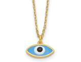 Gold Plated Sterling Silver Evil Eye Charm Pendant Necklace with Chain (16 Inches)