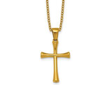Yellow Plated Stainless Steel Cross Pendant Necklace with Chain(24 Inches)