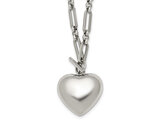 Stainless Steel Polished Heart Open LInk Necklace 18 Inches