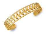 Stainless Steel Yellow Plated Leaf Patern Bangle Bracelet