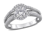 1.27 Carat (ctw) Lab-Created Split Shank Moissanite Engagement Ring in Sterling Silver