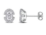 2.16 Carat (ctw) Synthetic Moissanite Oval Stud Earrings in Sterling Silver