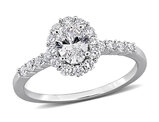 1.00 Carat (ctw VS1-VS2) Lab-Grown Diamond Halo Engagement Ring Sterling Silver
