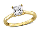 1.00 Carat (ctw VS1-VS2) Lab-Grown Princess-Cut Diamond Engagement Ring Yellow Sterling Silver
