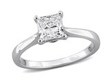 1.00 Carat (ctw VS1-VS2) Lab-Grown Princess-Cut Diamond Engagement Ring  Sterling Silver