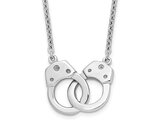 Sterling Silver Polished Handcuffs Charm Necklace Pendant with Chain