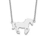 Sterling Silver Polished Horse Charm Pendant Necklace with Chain (16 Inch)