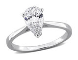 1.00 Carat (ctw VS1-VS2) Lab-Grown Pear-Cut Diamond Solitaire Engagement Ring Sterling Silver