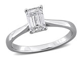 1.00 Carat (ctw VS1-VS2) Lab-Grown Emerald-Cut Solitaire Diamond Engagement Ring Sterling Silver