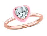 1.00 Carat (ctw) Light Clear Aquamarine Heart Ring in Rose Sterling Silver