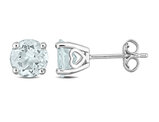 2.30 Carat (ctw) Ultra-Light Aquamarine Solitaire Stud Earrings in Sterling Silver (6mm)