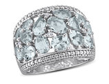 4.00 Carat (ctw) Aquamarine Ring Sterling Silver with Accent Diamonds