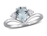 7/8 Carat (ctw) Aquamarine Engagement Ring 14K White Gold with Diamonds