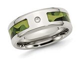 Men's Stainless Steel with Green CAMO Inlay Band Ring (8.00mm)