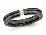 Men's 1/10 Carat (ctw) Diamond Black Titanium Band Ring (3.00mm)