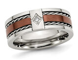 Men's Stainless Steel Brown Plated Band Ring with Diamond Accent (8.0mm)