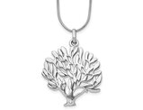 Sterling Silver Tree Pendant Necklace with Chain and Diamond Accent