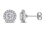 1.80 Carat (ctw VS1-VS2) Lab-Grown Diamond Halo Stud Earrings Sterling Silver