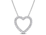 1.00 Carat (ctw VS1-VS2) Lab-Grown Diamond Open Heart Pendant Necklace Sterling Silver with Chain
