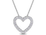 1.00 Carat (ctw VS1-VS2) Lab-Grown Diamond Heart Pendant Necklace Sterling Silver with Chain