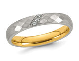 Men's Stainless Steel Yellow Plated Facet Band Ring with Synthetic Cubic Zirconia