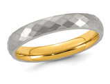Men's Stainless Steel Yellow Plated Facet Band Ring 