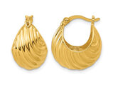 Gold Plated Sterling Silver Grooved Hoop Earrings