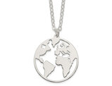 Sterling Silver World Earth Satin Pendant Necklace with Chain (17 Inches)