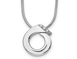 Sterling Silver Open Circle Pendant Necklace with Chain and Diamond Accent