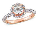 3/4 Carat (ctw) Ultra-Light Aquamarine Ring in 14K Rose Gold with Diamonds