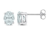 2.00 Carat (ctw) Clear-Light Aquamarine Oval Stud Earrings 14K White Gold