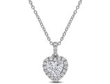1.22 Carat (ctw VS1-VS2) Lab-Grown Diamond Heart Halo Pendant Necklace Sterling Silver with Chain