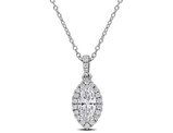 1.00 Carat (ctw VS1-VS2) Lab-Grown Diamond Marquise Halo Pendant Necklace Sterling Silver with Chain