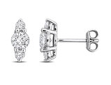 1.00 Carat (ctw VS1-VS2) Lab-Grown Three Stone Diamond Halo Earrings Sterling Silver