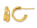Gold Plated Sterling Silver Diamond-Cut J-Hoop Earrings