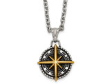Stainless Steel Compass Charm Pendant Necklace with Chain