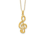 Yellow Platedd Sterling Silver Treble Clef Charm Pendant Necklace with Chain