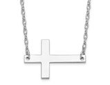 Sterling Silver Sideways Cross Pendant Necklace with Chain (16 inches)