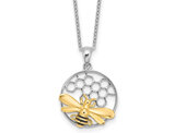 Yellow Bee Charm Pendant Necklace in Sterling Silver with Chain