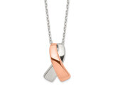 Rose Plated Sterling Silver Awareness Ribbon Charm Pendant Necklace with Chain