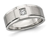 Men's Stainless Steel Ring with Synthetic Cubic Zirconia