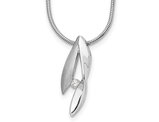 Sterling Silver Satin Necklace Pendant with Snake Chain and Diamond Accent